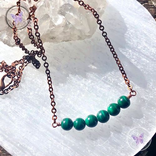 Malachite Copper Healing Bar Necklace